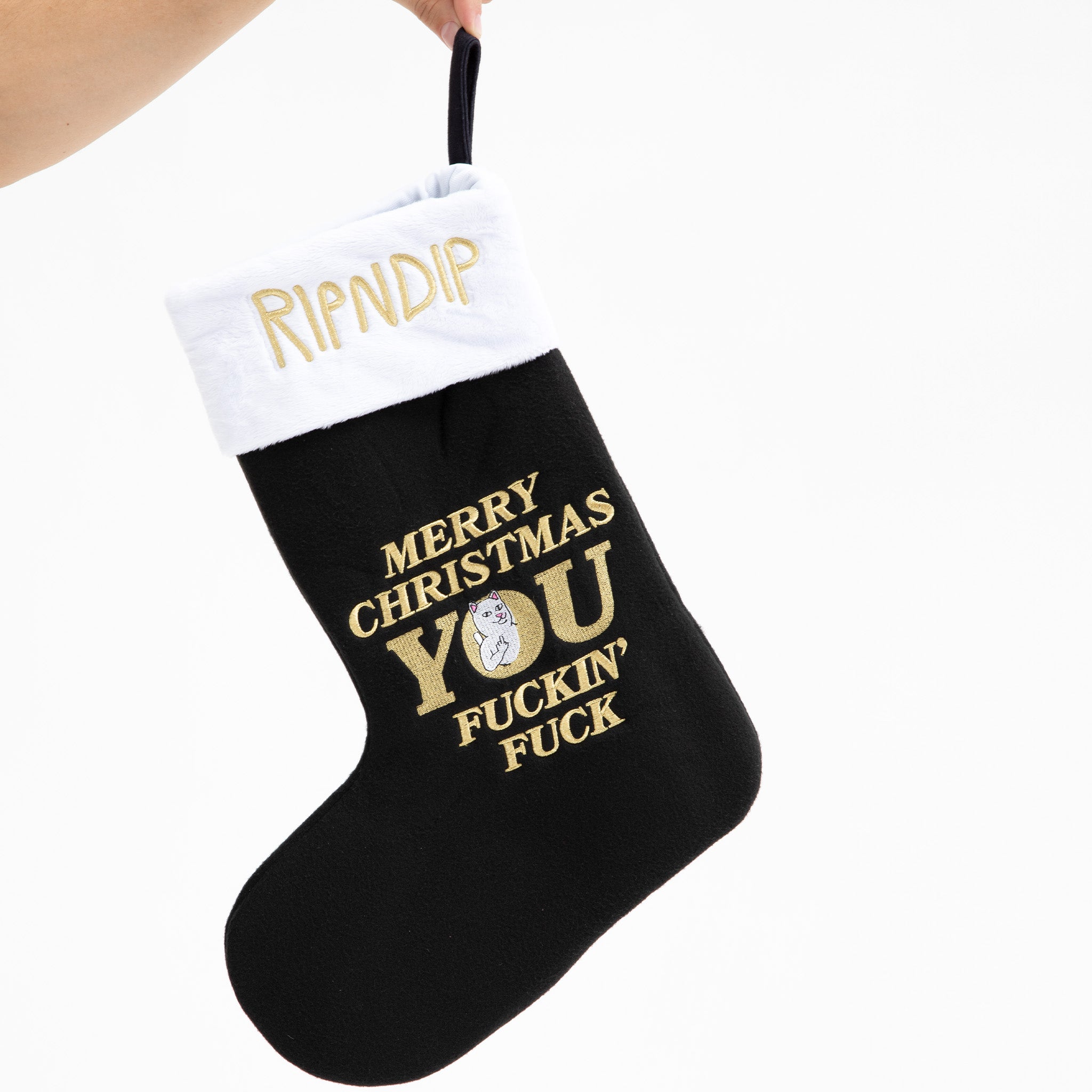  Merry Christmas Christmas Stocking (Black)、mySite、merchandisen