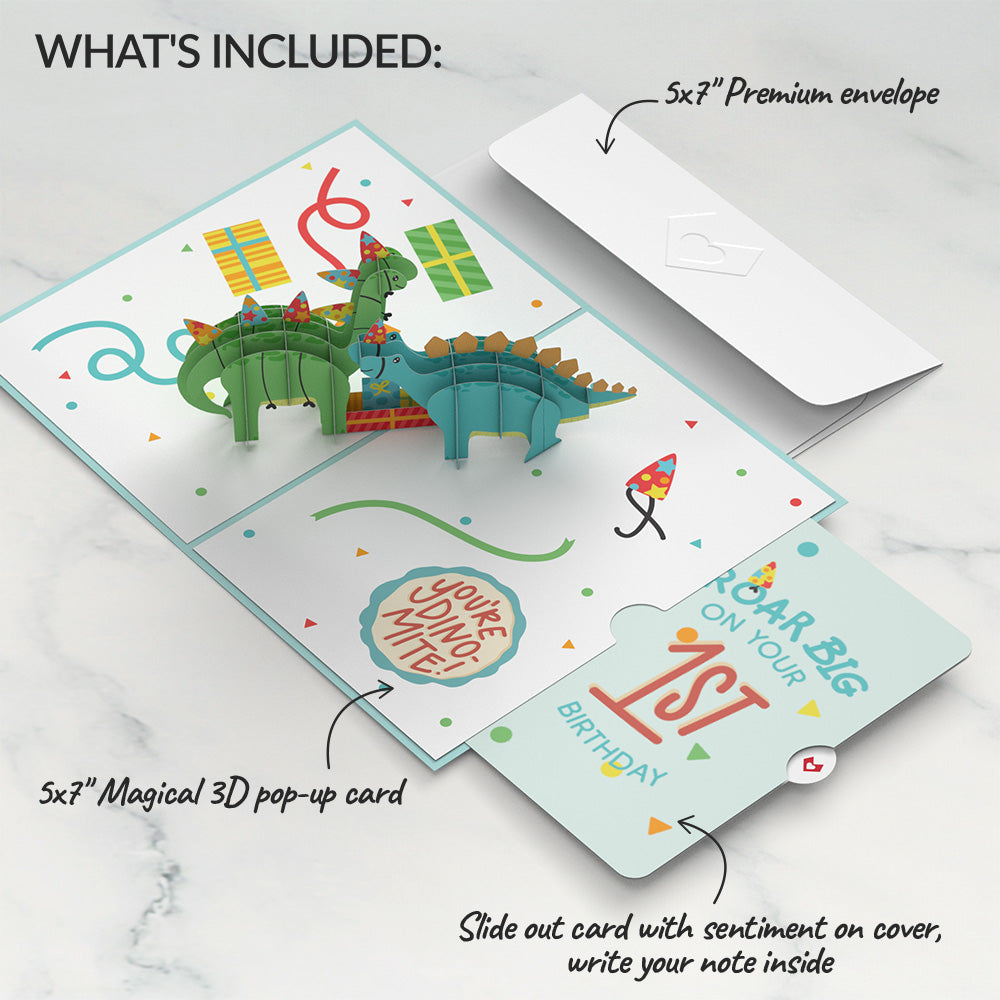 Dinosaurs 1st Birthday Pop-Up Card and Sentiment Set、mySite、solidvoid