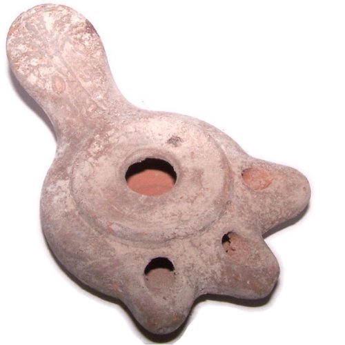 Antique three 3-wick Clay Oil Lamp - Herodian style ancient israeli heritage lamp、mySite、topwebapps