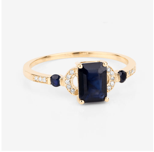 Blue Sapphire and Diamond Ring in 14K Gold、mySite、g9winljtr