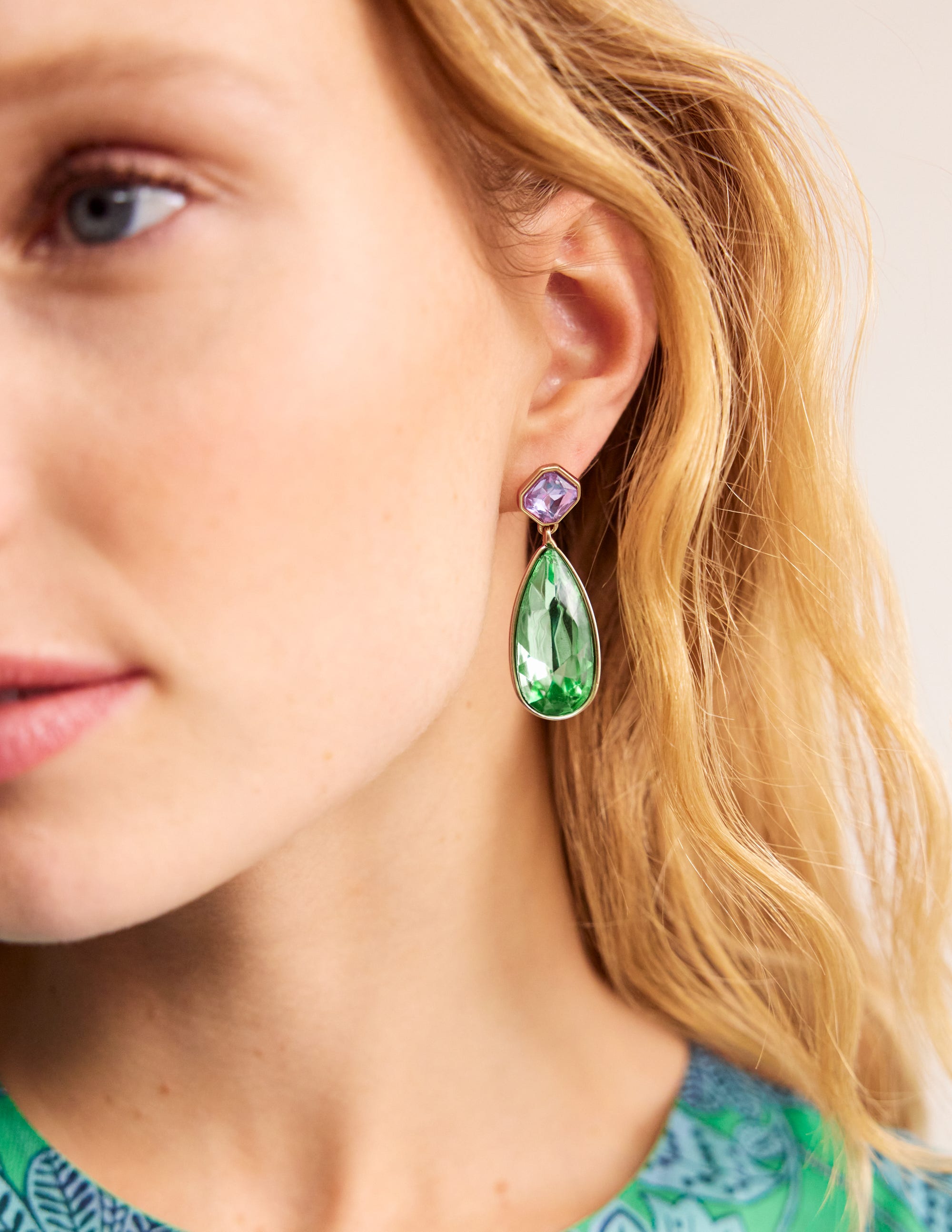  Statement Jewel Earrings-Green and Lilac、mySite、ashleygrahame