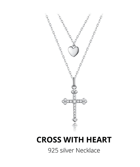 Double Strand Cross and Heart Necklace Gorgeous!、mySite、g9winljtr