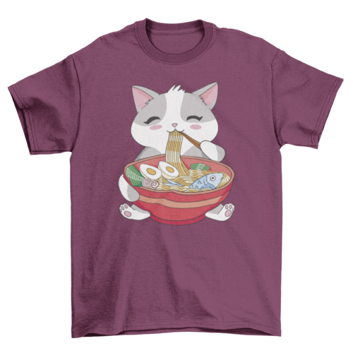Cat Eating Ramen T-Shirt、mySite、camillekostekn