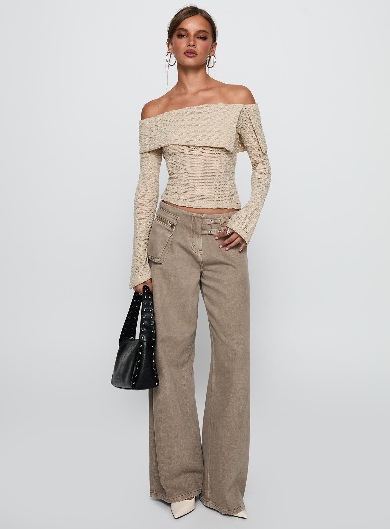 Cardamom Long Sleeve Top Beige、mySite、solidvoid