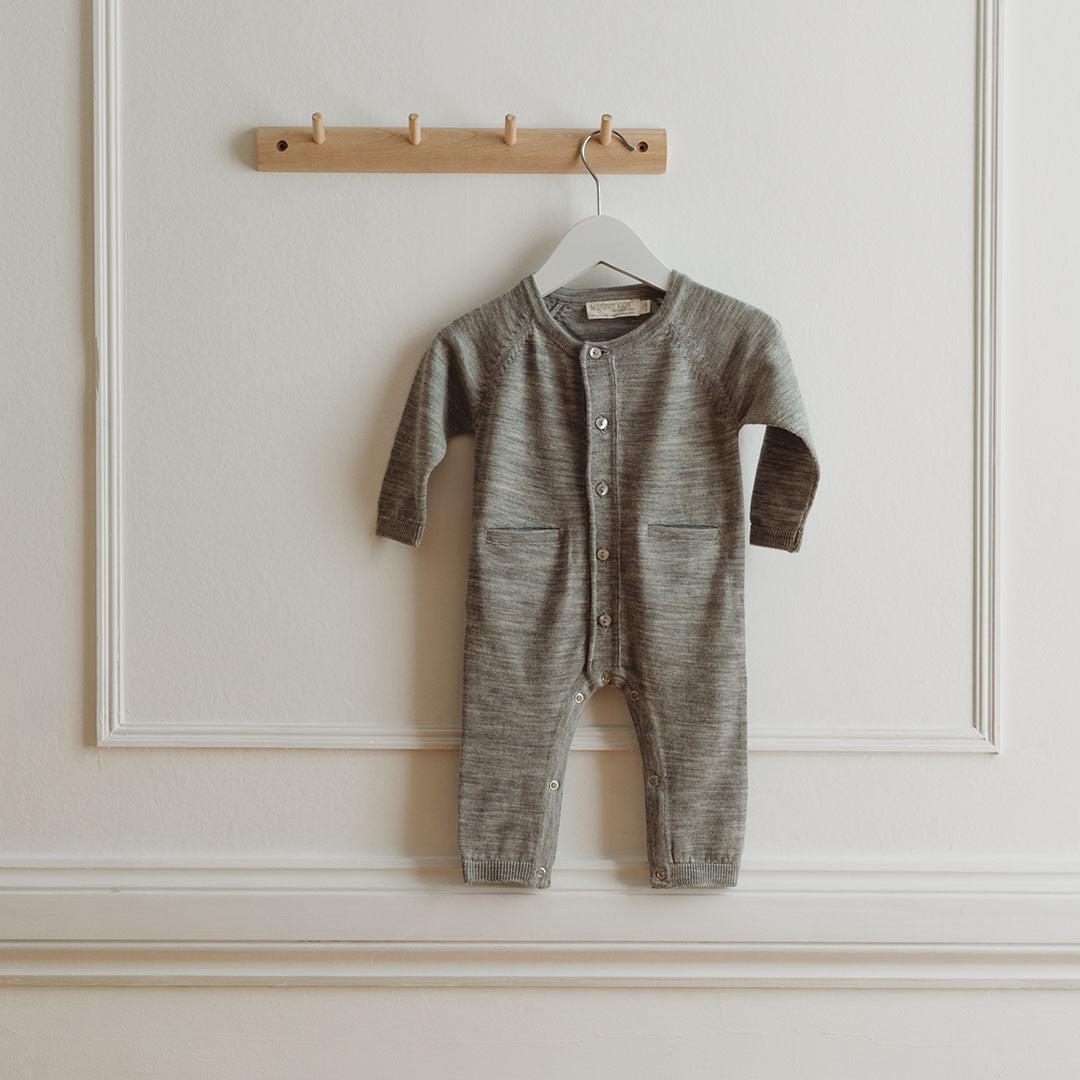  Merino Kids All-In-One Button Through Bodysuit - Light Grey、mySite、merchandisen