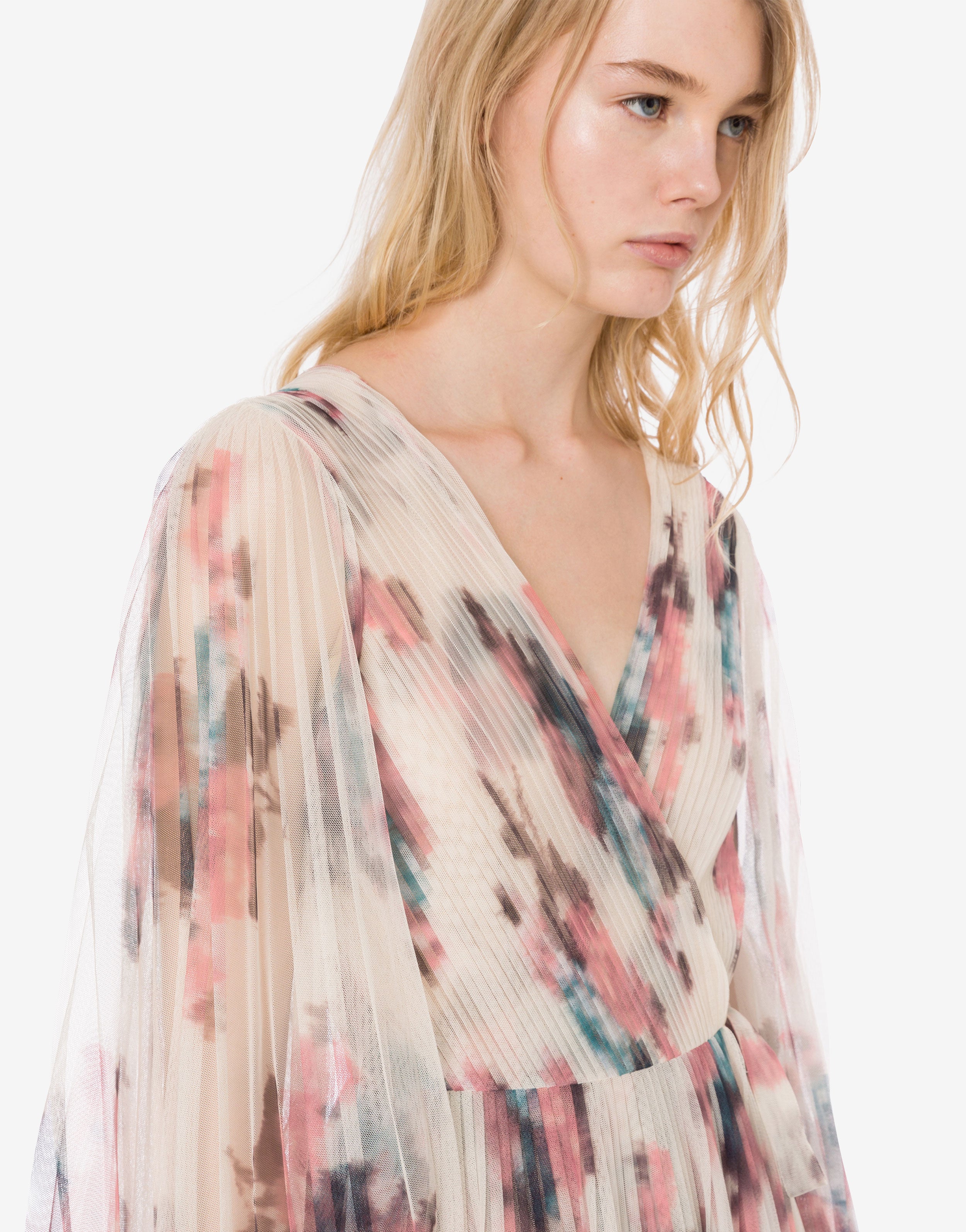 Abito in tulle plissettato con stampa fiori、mySite、aoinhome