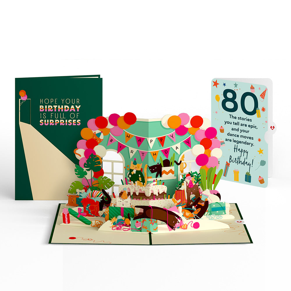 Party Cats 80th Birthday Pop-Up Card and Sentiment Set、mySite、solidvoid