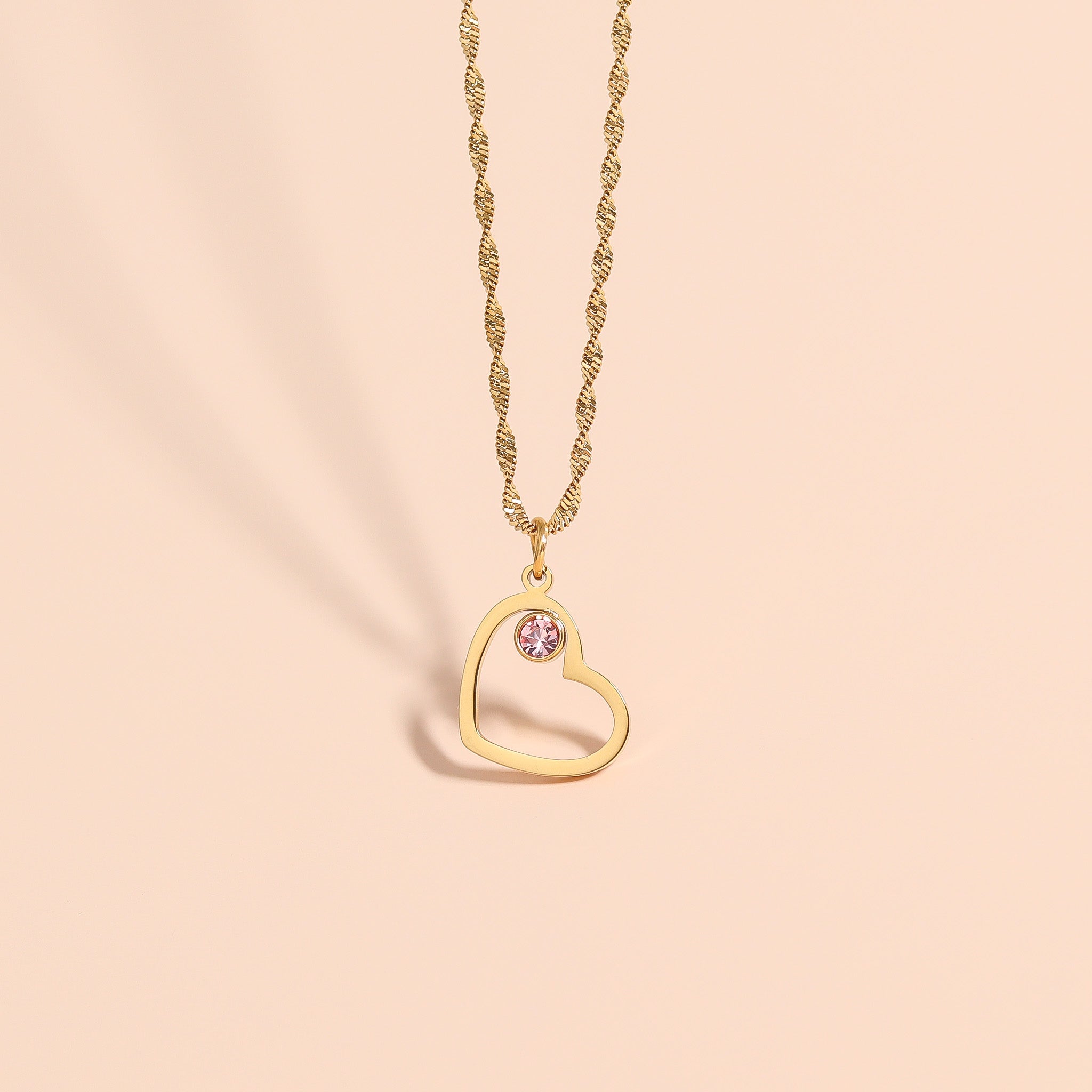 18K Gold PVD Stainless Steel Birthstone Heart Charm / PDL0219、mySite、dreamappss