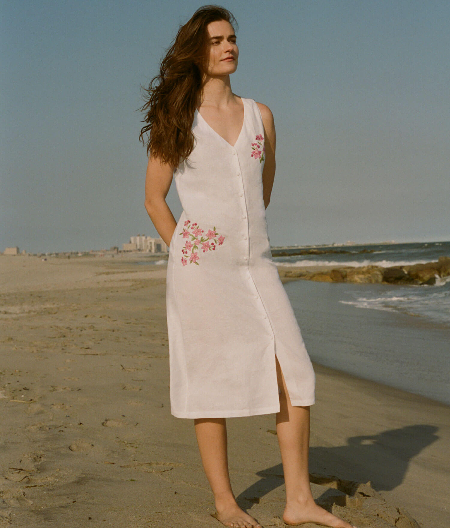  The Anamur Button Up Dress - Linen - White、mySite、ashleygrahame