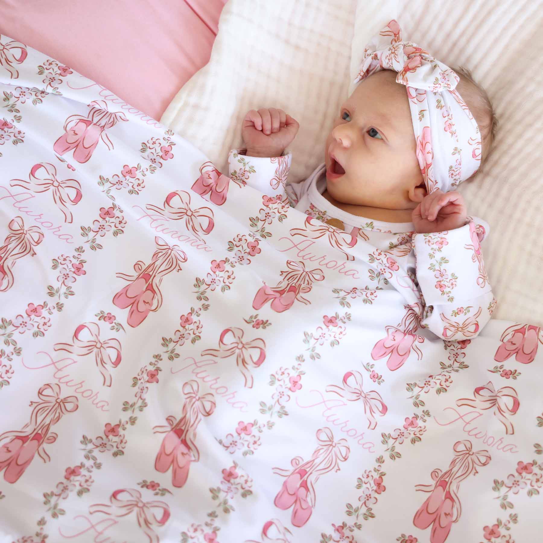  Ballet Blossoms Personalized Swaddle Blanket、mySite、layawaytickets