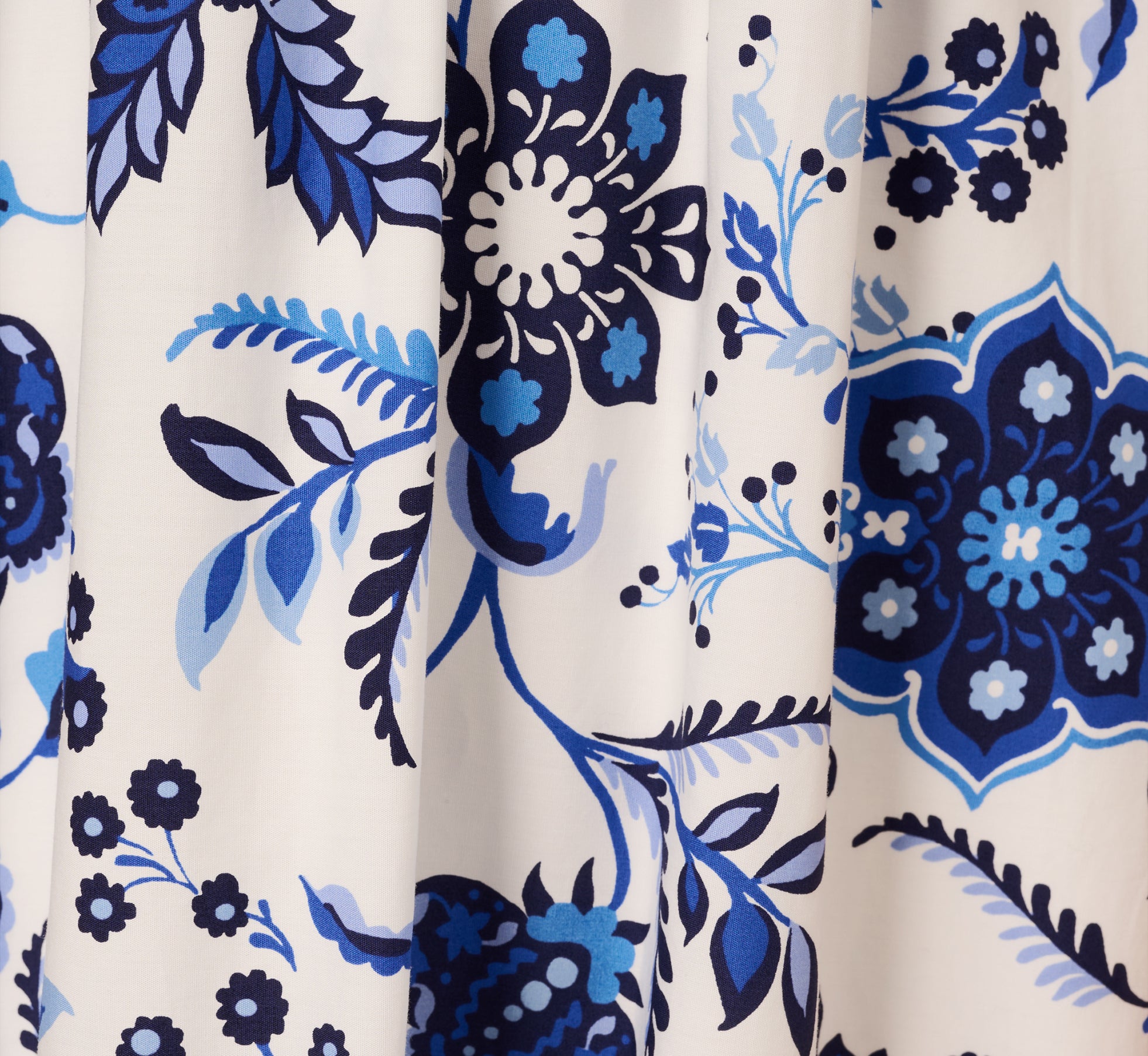 Sleeveless Ruffle Collar Printed Midi Dress In White Blue Multi、mySite、solidvoid