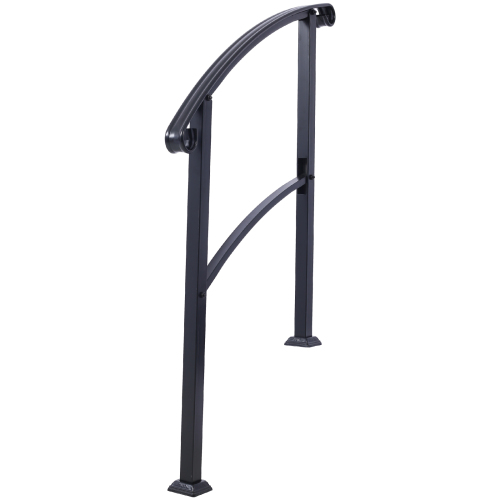 Handrails for Outdoor Steps, Fit 2 or 3 Steps Outdoor Stair Railing, Picket#2 Wrought Iron Handrail, Flexible Porch Railing, Black Transitional Handrails for Concrete Steps or Wooden Stairs、、eastwooduniform