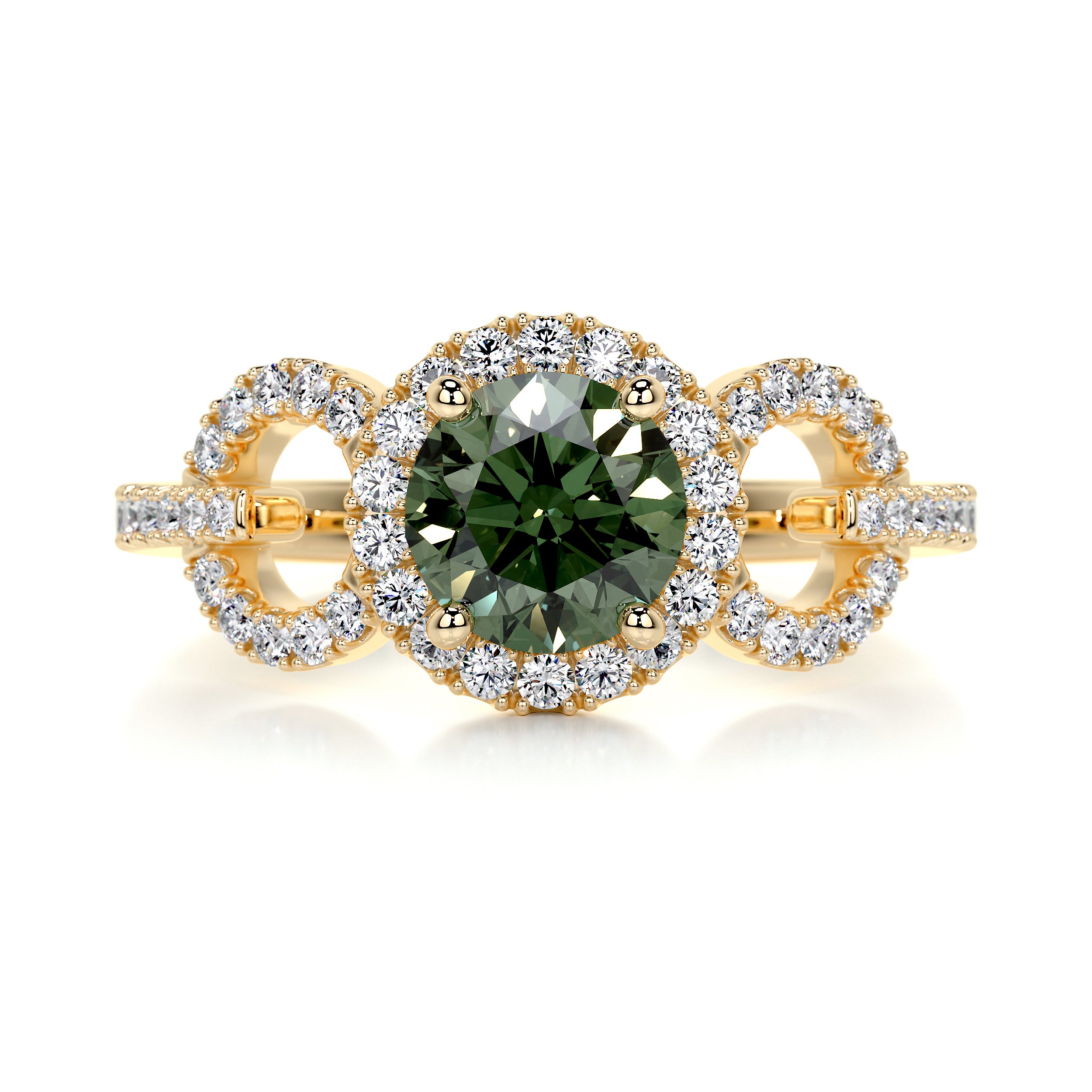 Elize Green Gemstone & Diamonds Ring (1.25 Carat) -18K Yellow Gold、mySite、hinf8tx79