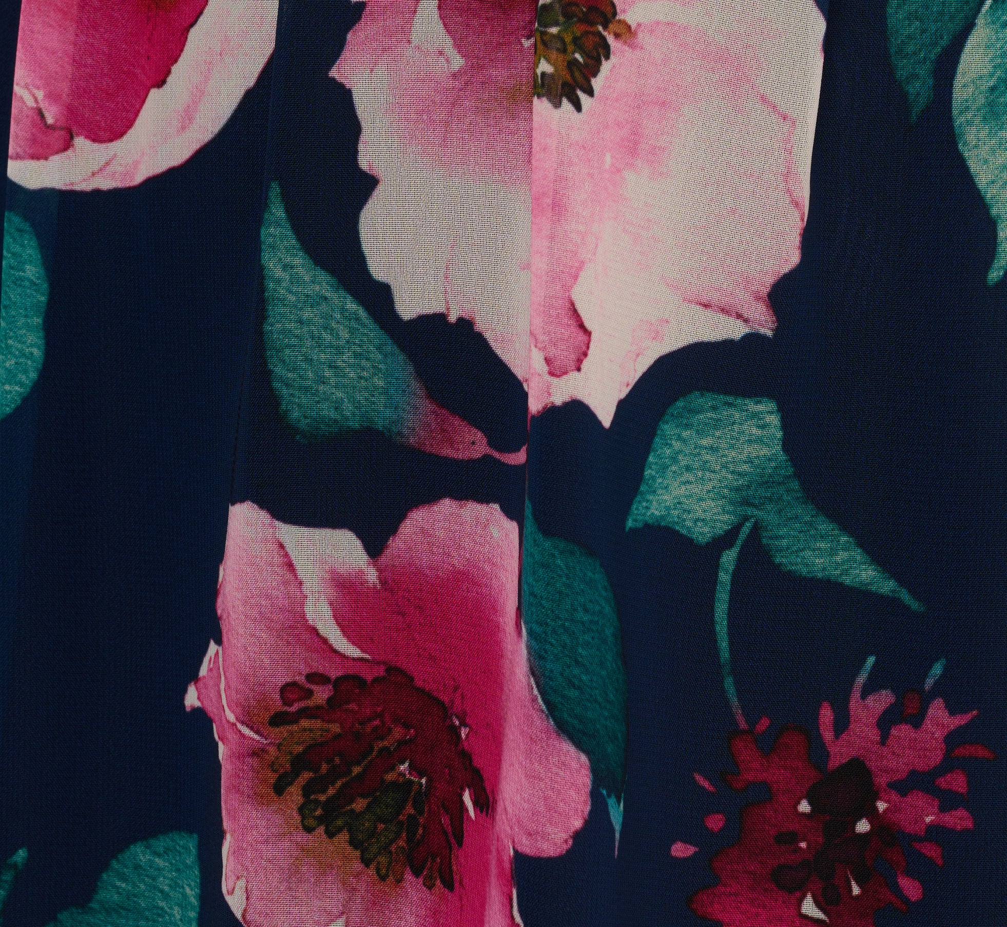 Cap Sleeve Floral Chiffon A Line Midi Dress In Navy Pink Multi、mySite、solidvoid