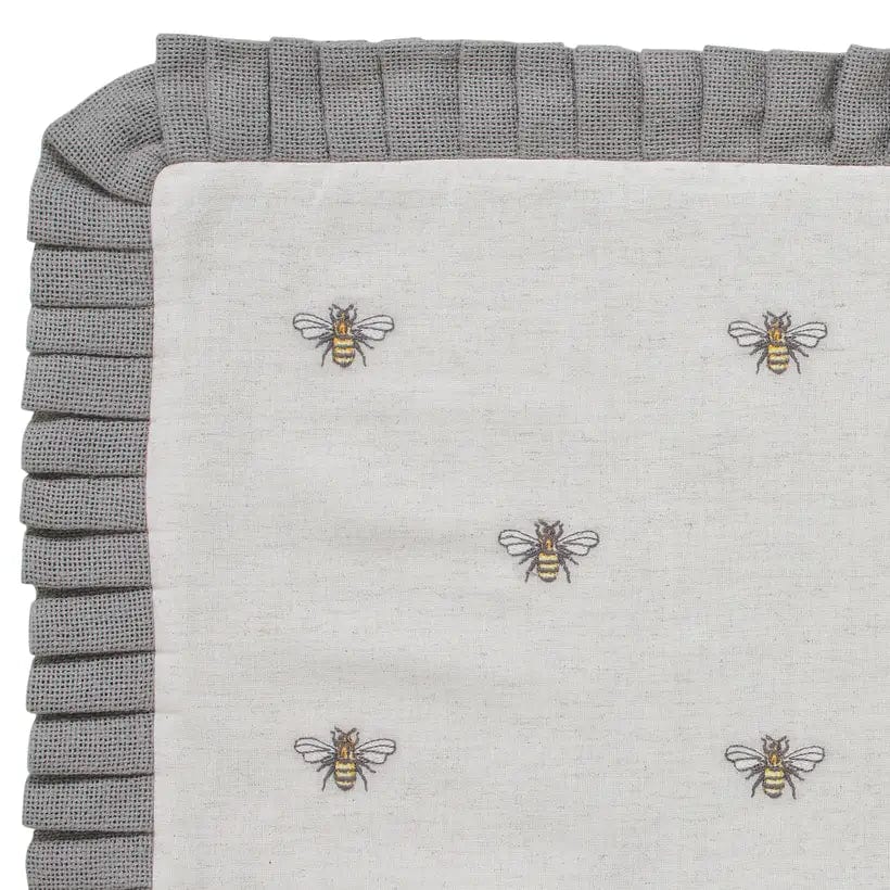 Embroidered Ruffled Bee Pillow 14x22、mySite、g9winljtr