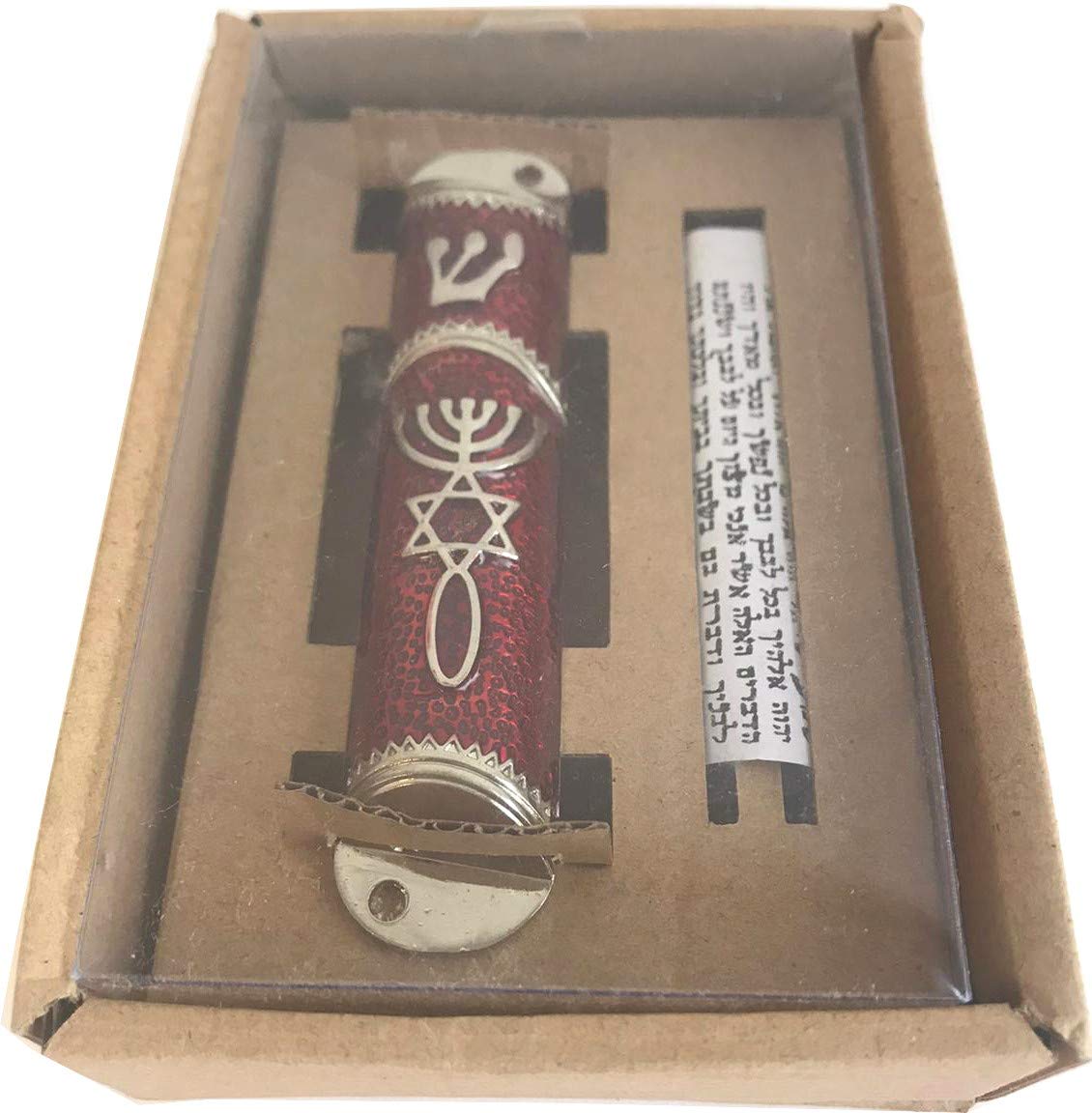 Holy Land Market Messianic Seal Mezuzah case - 4.1 Inch with Scroll Included、mySite、topwebapps
