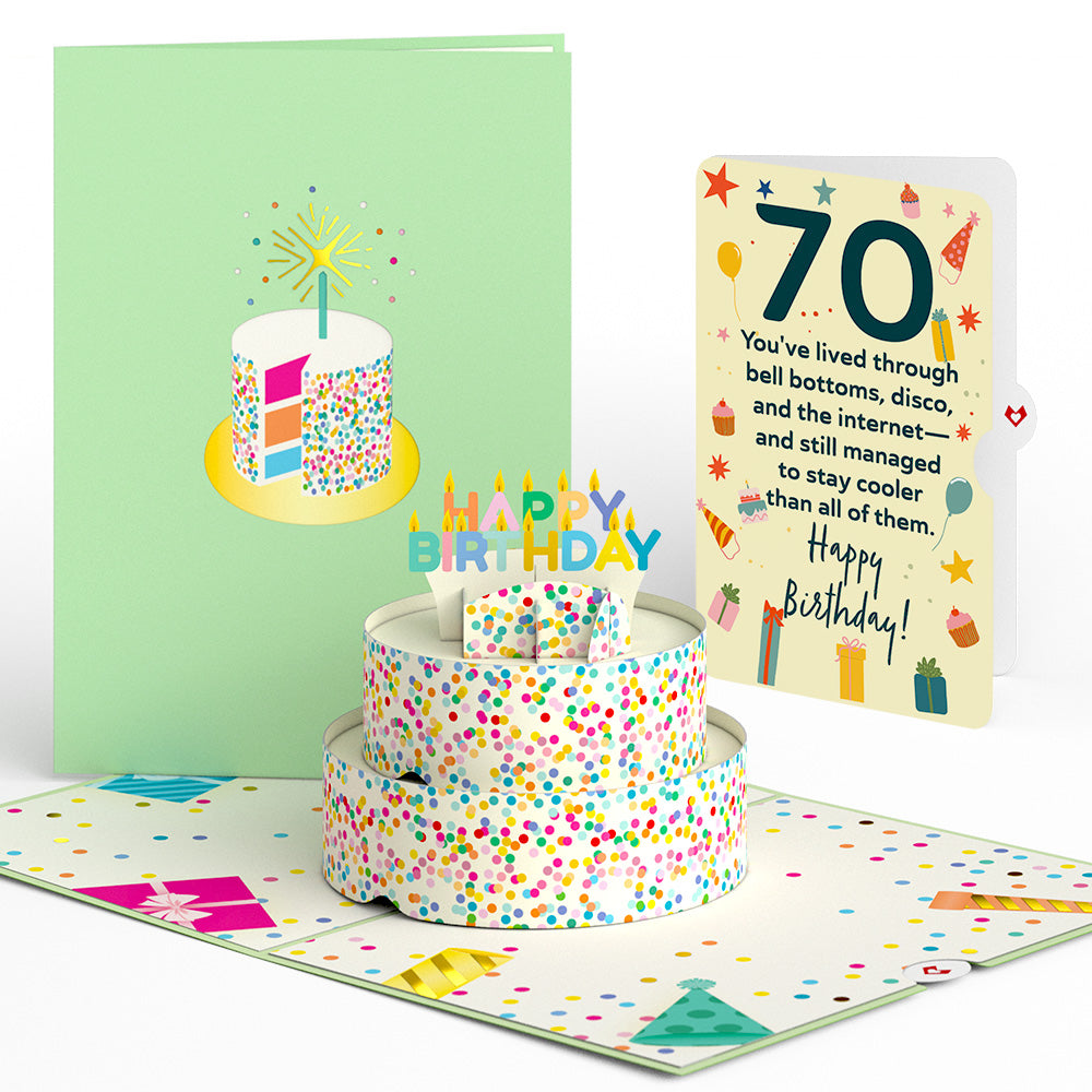 Sprinkles 70th Birthday Cake Pop-Up Card and Sentiment Set、mySite、solidvoid