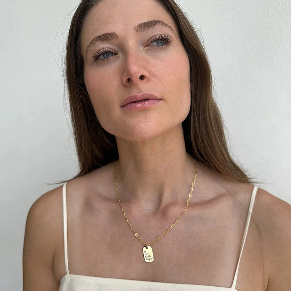 MMJ My Way ID Tag Necklace with Diamond - Choice of Statement - (Sterling Silver or Gold-Plated)、mySite、topwebapps