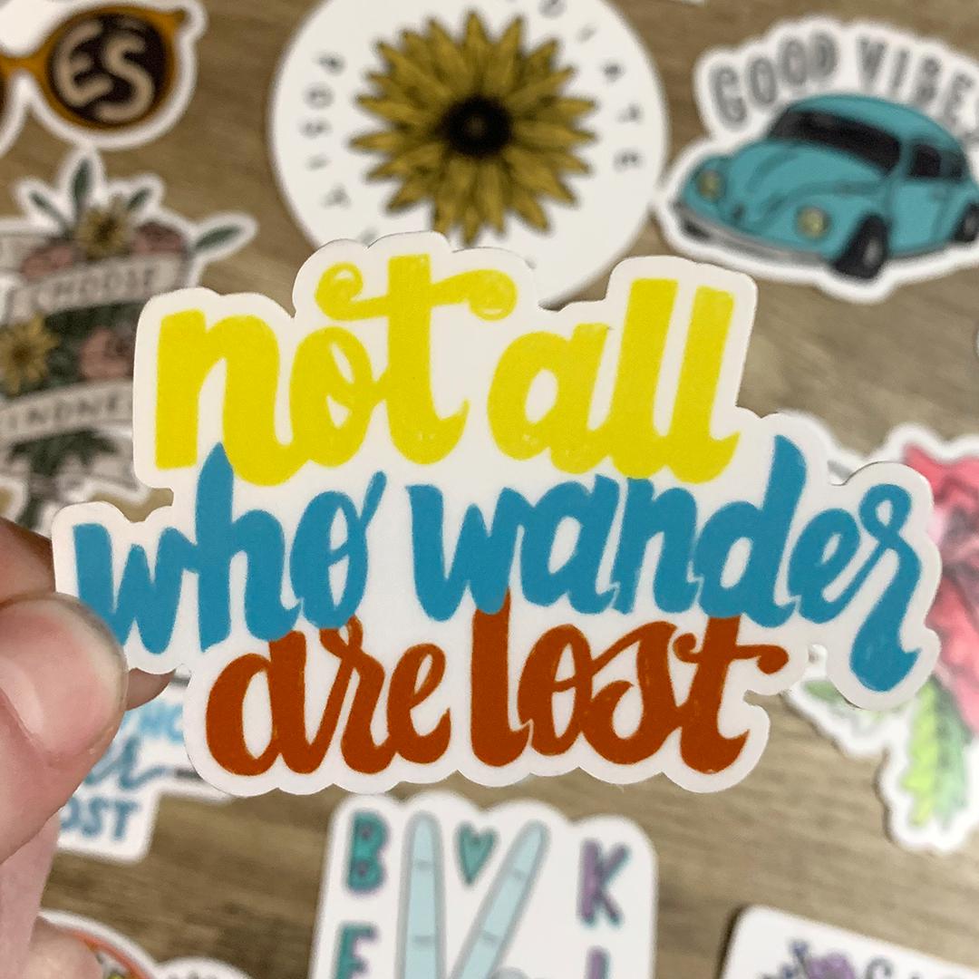  Not All Who Wander Are Lost Sticker - Hand Lettering、mySite、elrpsem3k