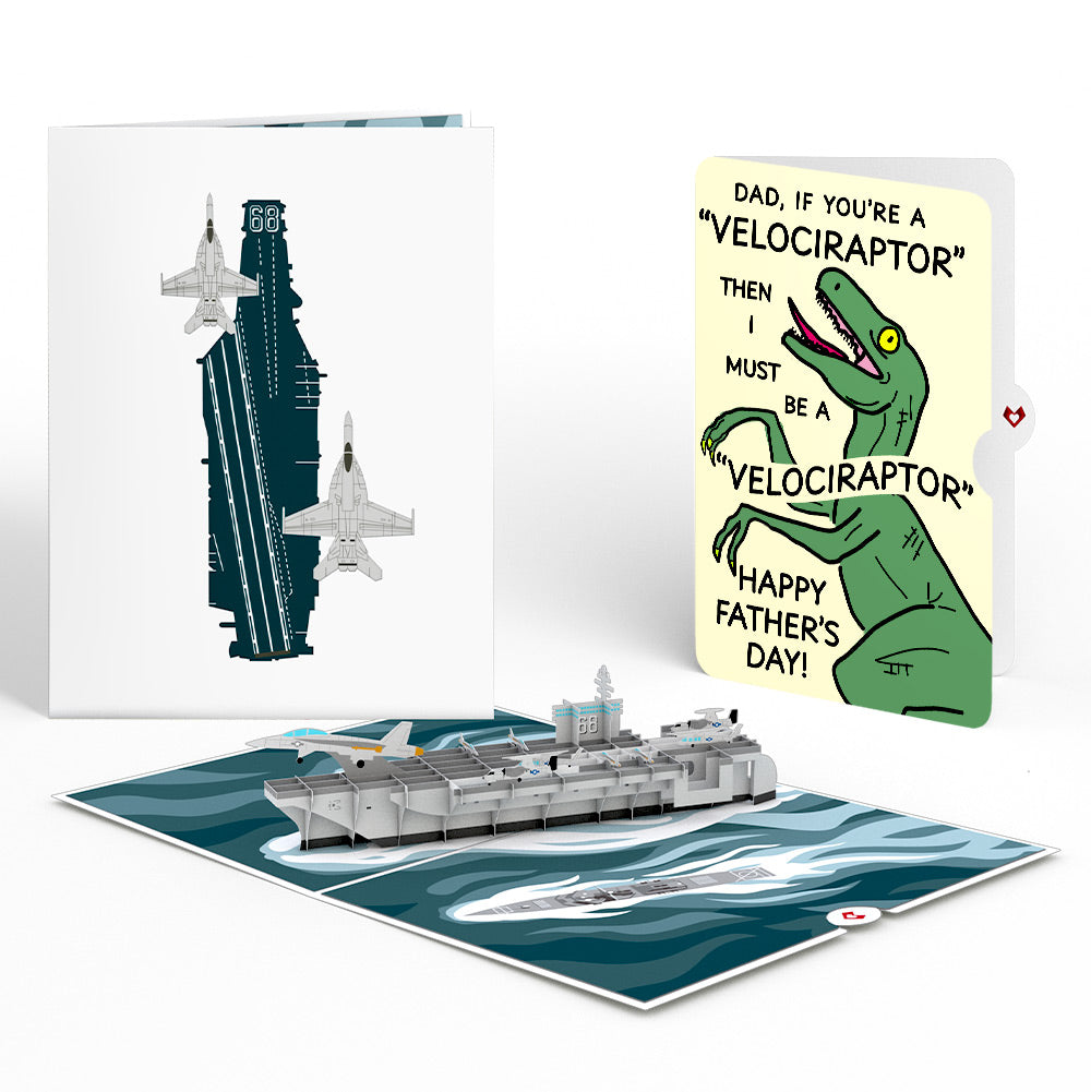 U.S. Aircraft Carrier Father's Day Pop-Up Card and Velociraptor Sentiment Set、mySite、solidvoid
