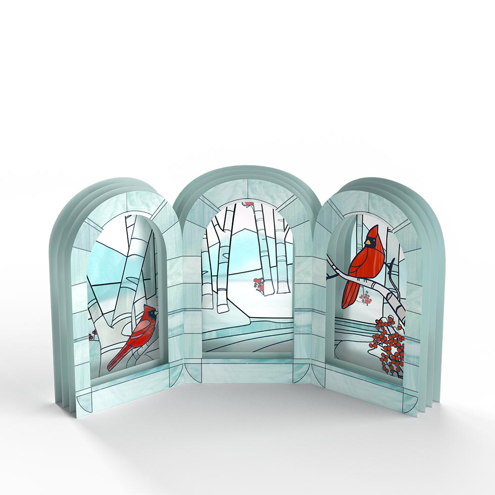 Stained Glass Winter Cardinal Pop-Up Gift、mySite、solidvoid