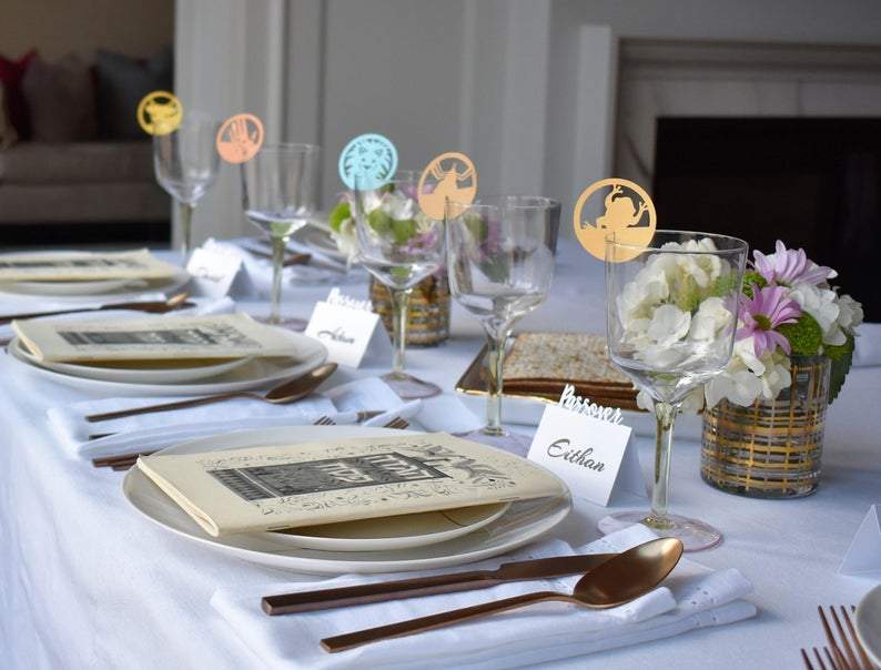 Passover 10 Plagues Wine Glass Decorations - Set of 10、mySite、topwebapps