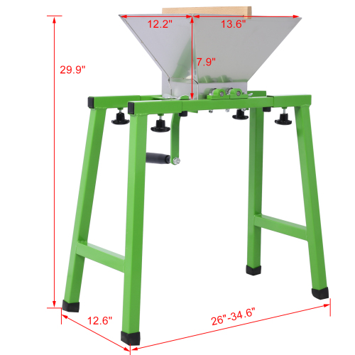 7L Manual Juicer Grinder With stand,Portable Fruit crusher with wheel Stainless Steel fruit Scratter Pulper for Wine and Cider Pressing、、eastwooduniform