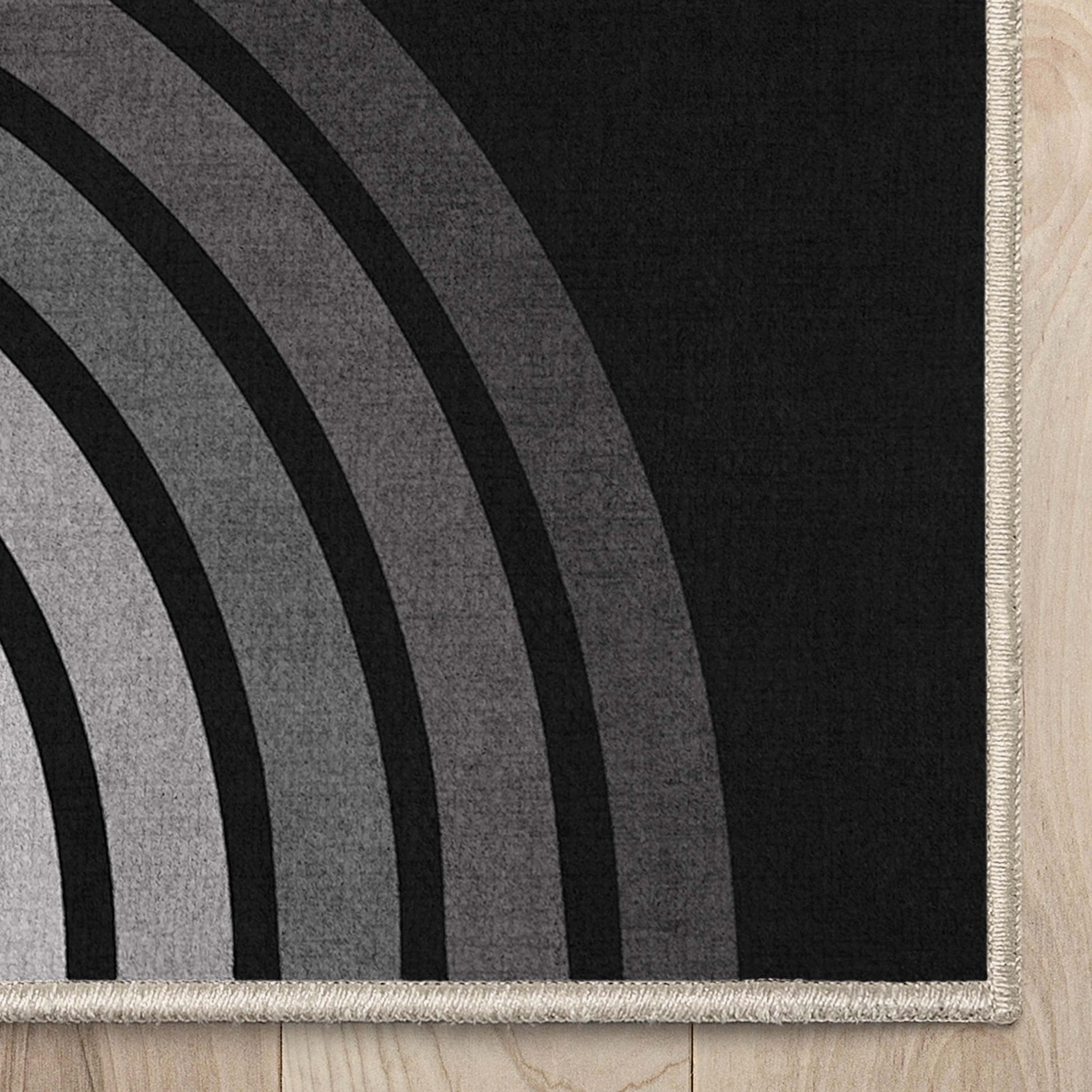 Apollo Modern Geometric Stripes Black & White Duo Arch Rug、mySite、gigharbornorthrealestate