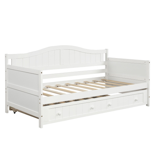 Twin Wooden Daybed with 2 drawers, Sofa Bed for Bedroom Living Room,No Box Spring Needed,White、、casual