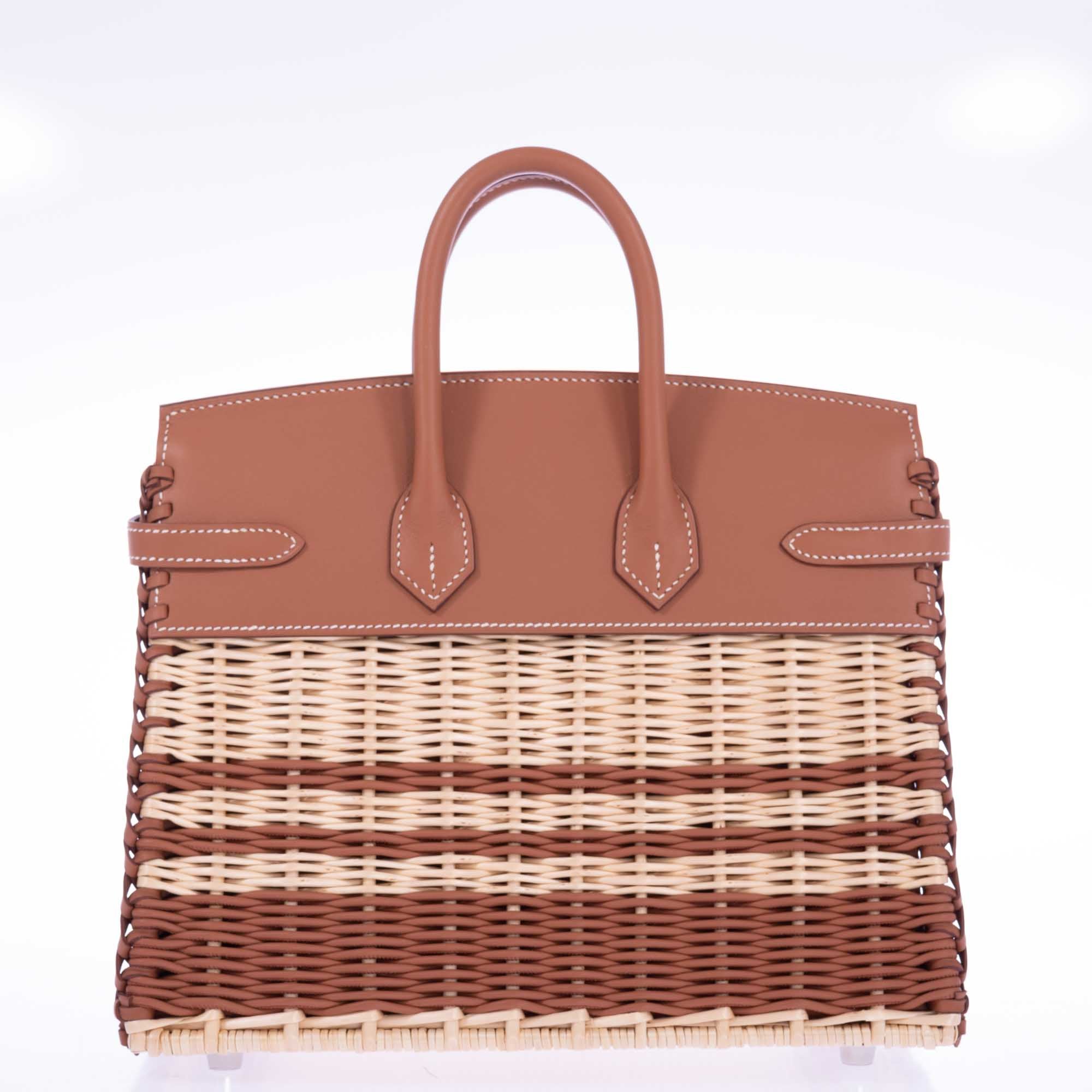 Hermès Picnic Birkin 25 Gold Swift and Stripe Osier Wicker Palladium Hardware、mySite、garminoutage.com