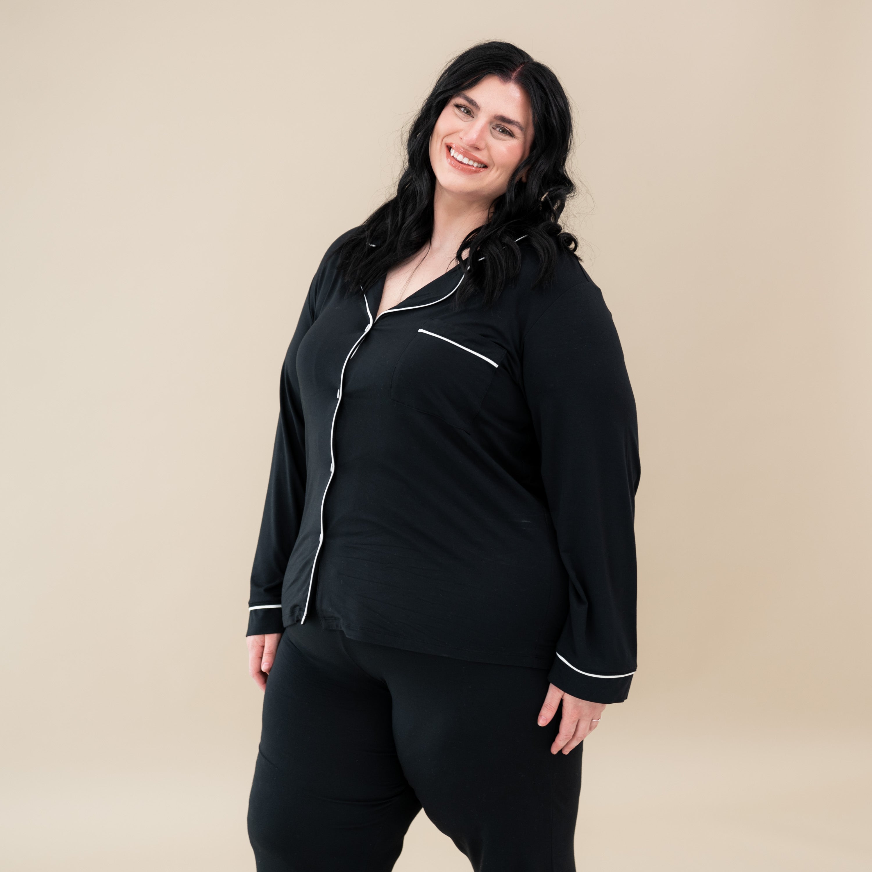  Women's Long Sleeve Pajama Set in Midnight with Cloud Trim、mySite、layawaytickets