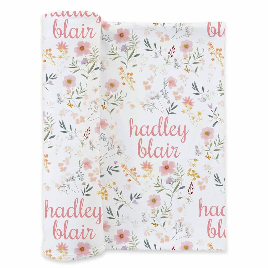  Winnie's Wildflowers Personalized Swaddle Blanket、mySite、layawaytickets