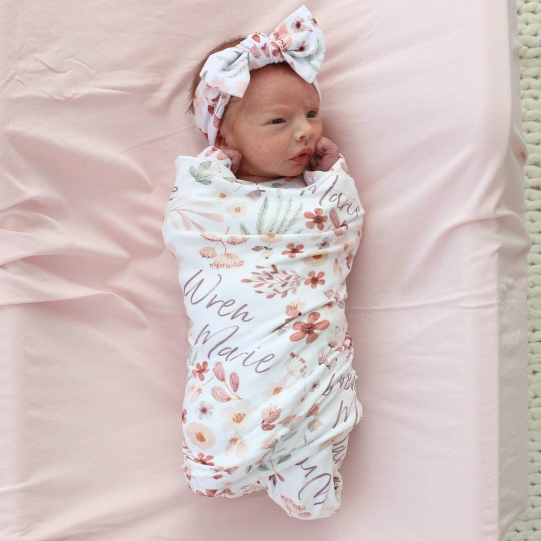  Wren's Wildflower Personalized Swaddle Blanket、mySite、layawaytickets