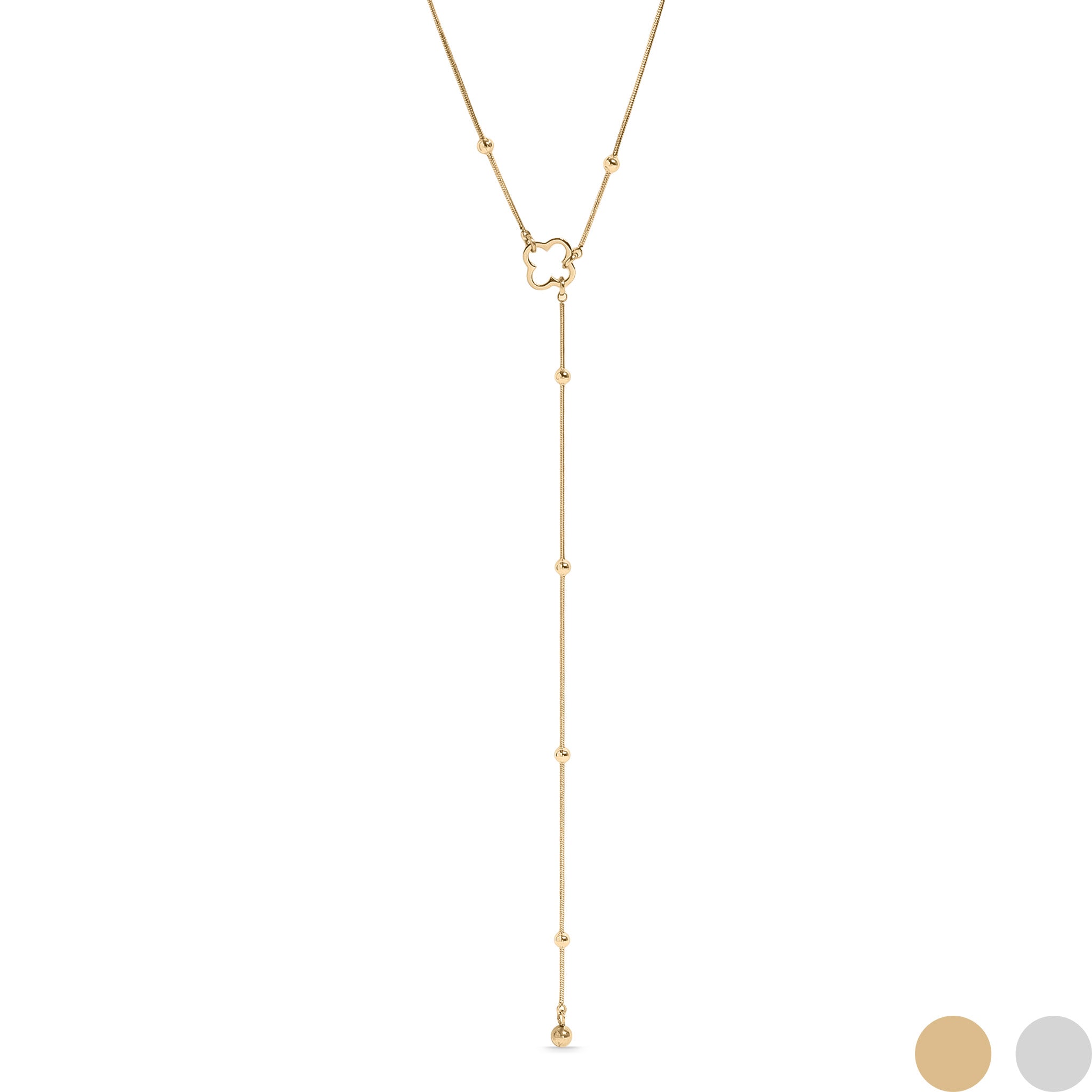 18K Gold PVD Stainless Steel Satellite Clover Lariat Necklace / CHN0065、mySite、dreamappss