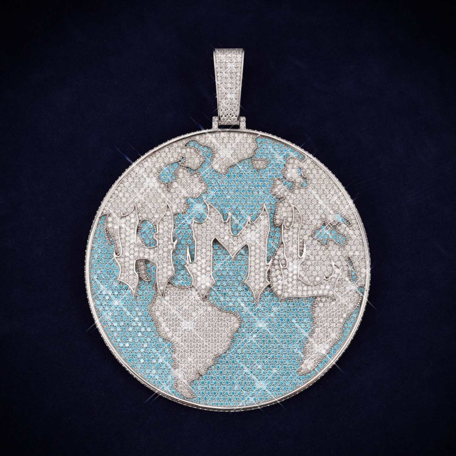 Custom WORLD Moissanite Circle Pendant 14K Gold、mySite、hinf8tx79