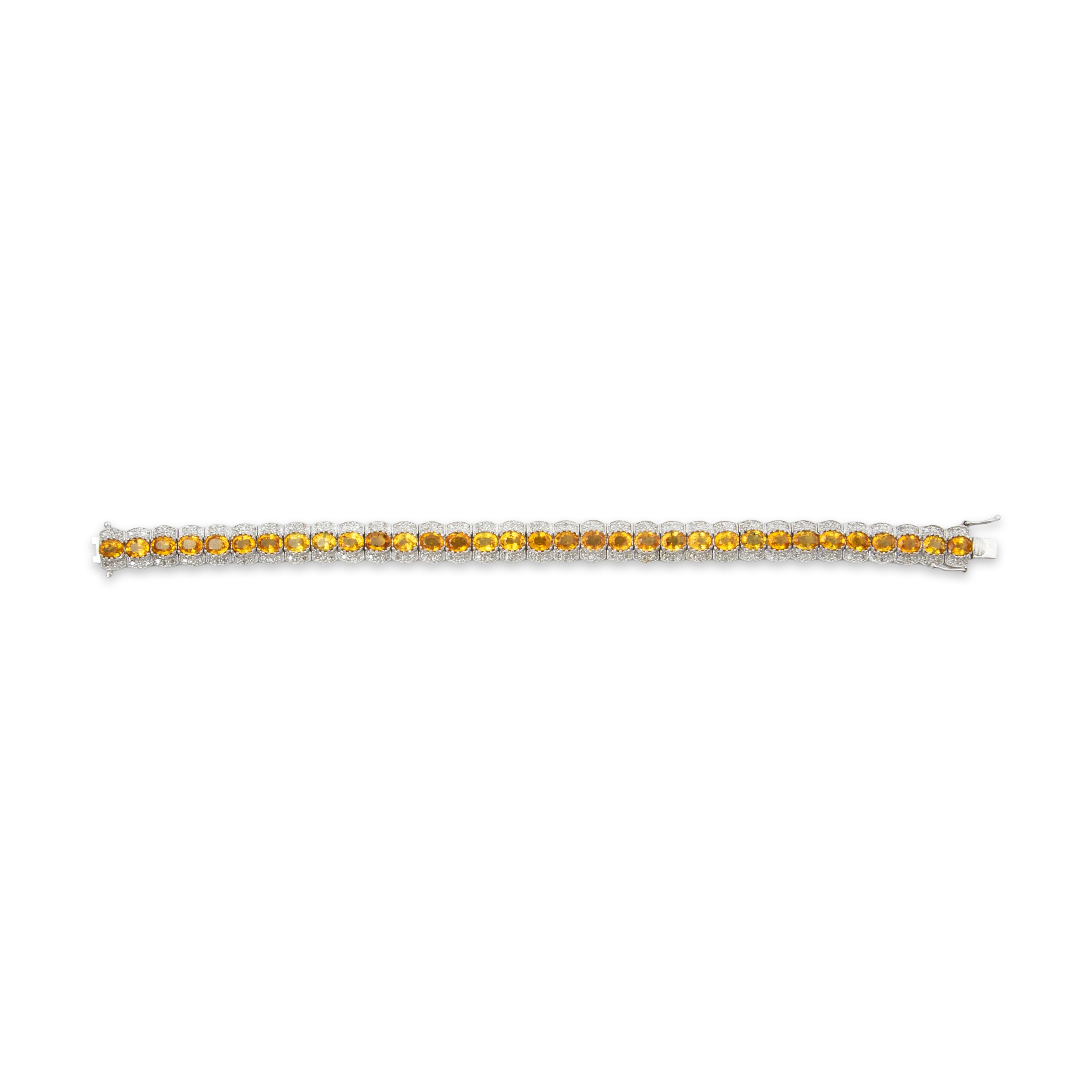 Vintage 14k White Gold 11.2cttw Yellow Sapphire 1cttw Diamond Line Bracelet 7、mySite、hinf8tx79