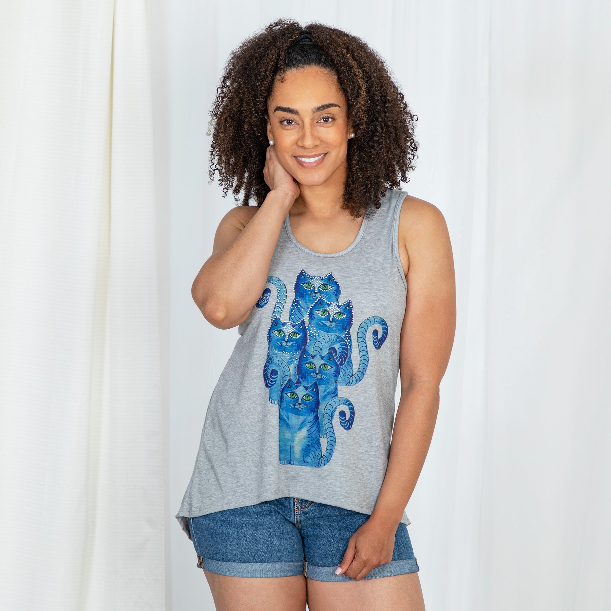 Rhinestone & Cats Tank Top、mySite、camillekostekn