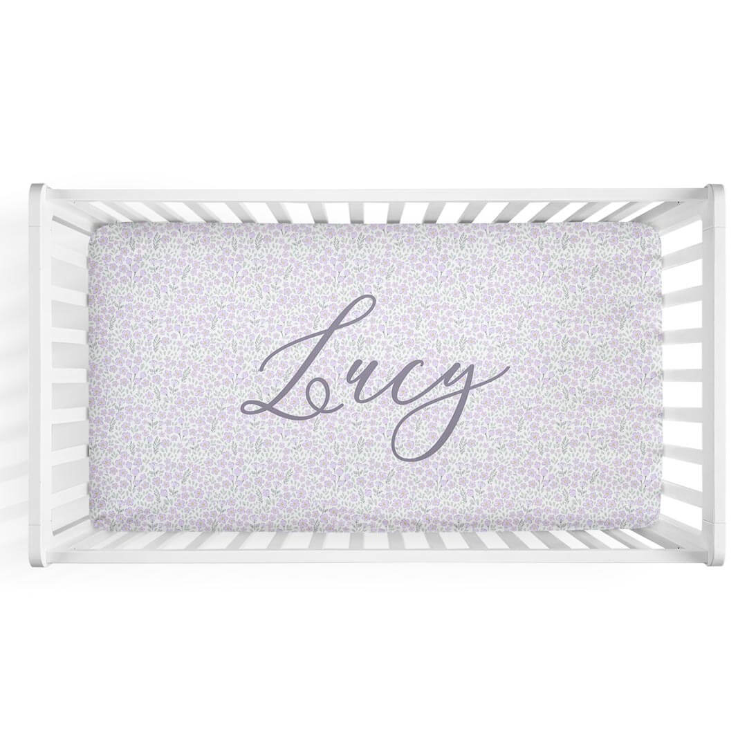  Lilac Meadow Personalized Crib Sheet、mySite、layawaytickets
