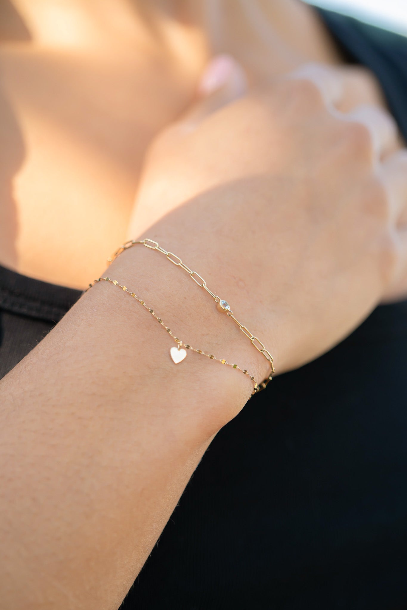 14K Solid Gold Birthstone Connector Charms for Permanent Jewelry / PMJ1030、mySite、dreamappss