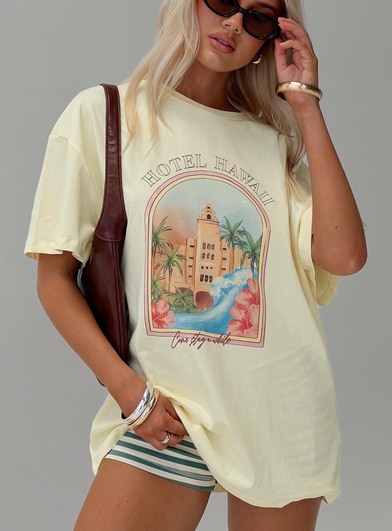 Hotel Hawaii Oversized Tee Yellow、mySite、solidvoid