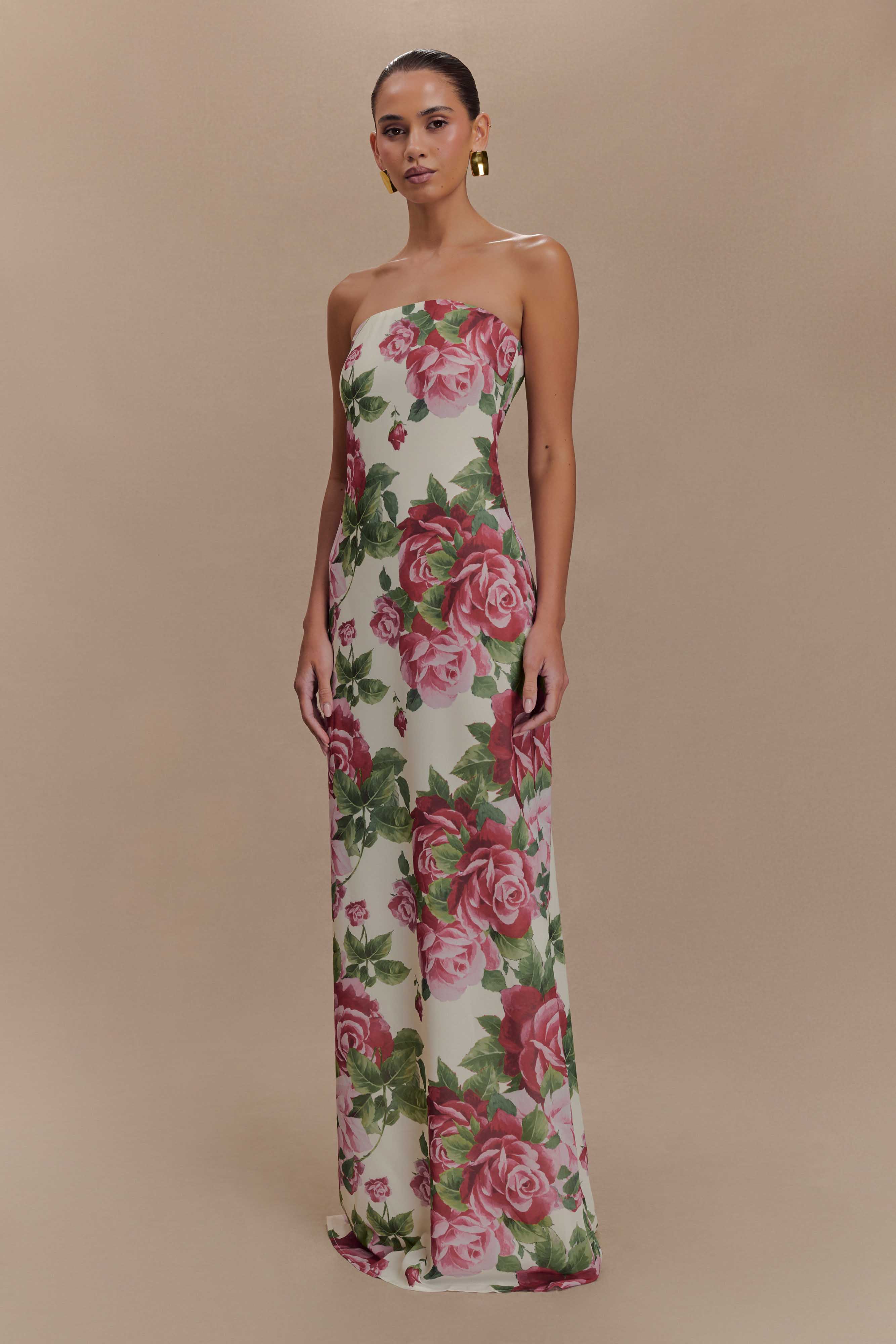 Ella Strapless Chiffon Maxi Dress - Sonia Rose Print、mySite、solidvoid