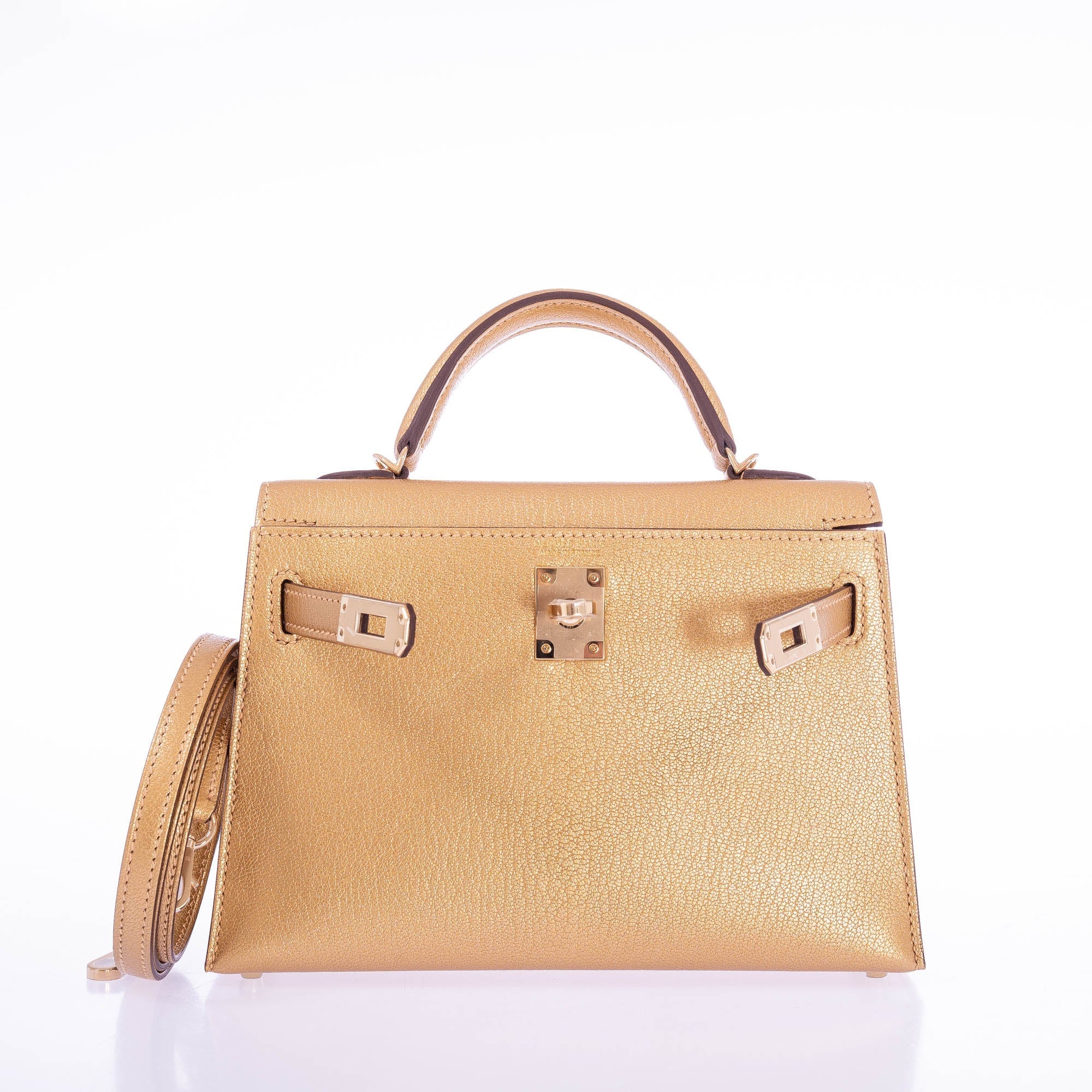 Hermès Kelly 20 Mini Sellier Olympic Gold Metallic Doré Chevre Chamkilight Gold Hardware、mySite、garminoutage.com