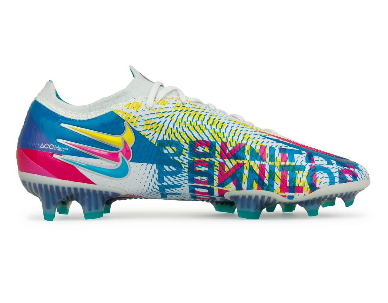 Nike Men's Phantom GT Elite 3D FG White/Pink/Yellow/Blue、mySite、noshort