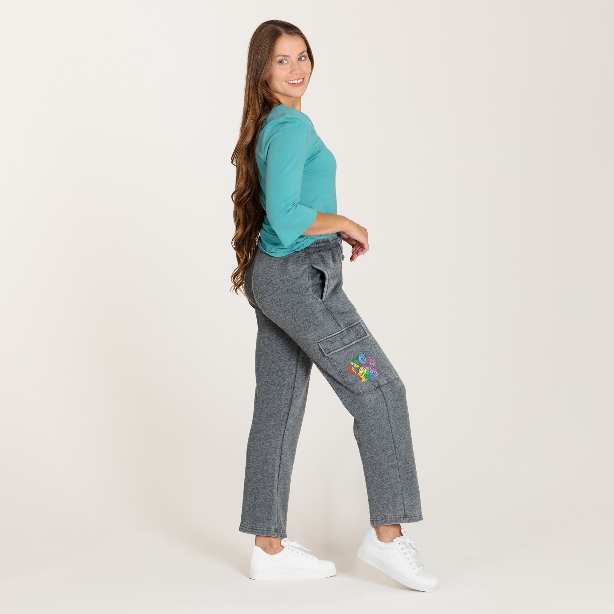 Paw Print Burnout Cargo Pocket Pants、mySite、camillekostekn