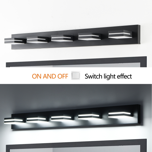 Modern Chrome LED Vanity Light, 5-Lights Wall Sconce for Bathroom and Mirror, Sleek Minimalist Design, Energy-Efficient, Easy to Install、、eastwooduniform