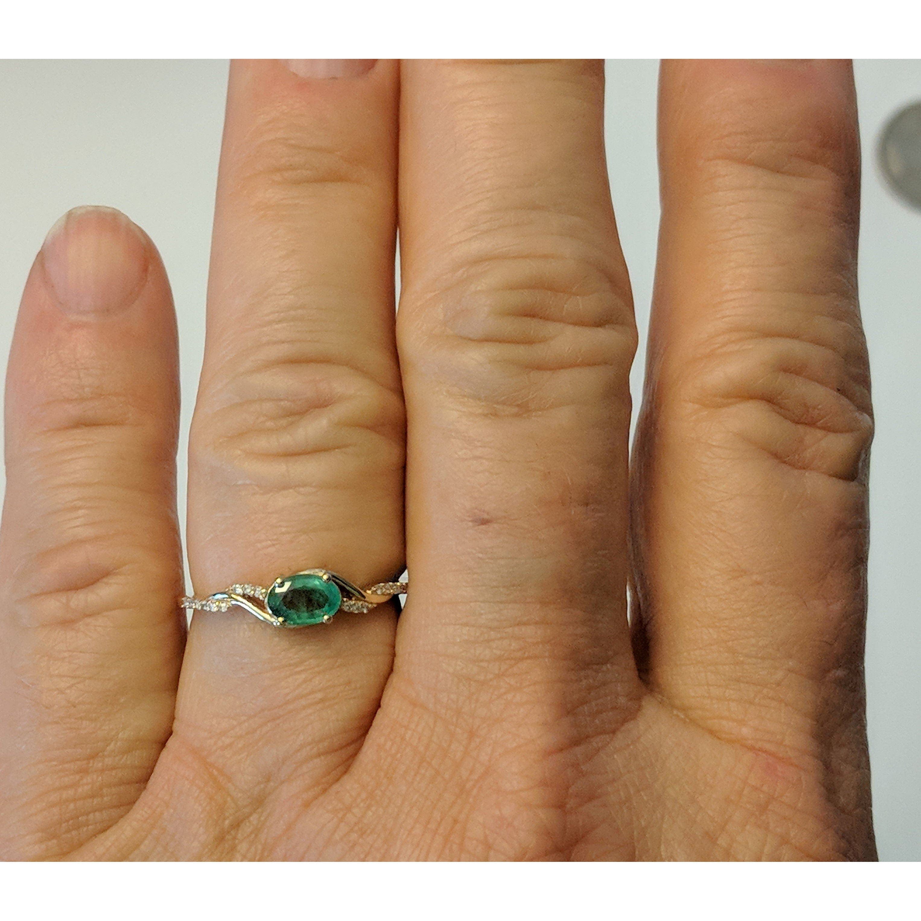 Zambian Emerald with Diamonds in 14K Gold, Exquisite yet Affordable!、mySite、g9winljtr