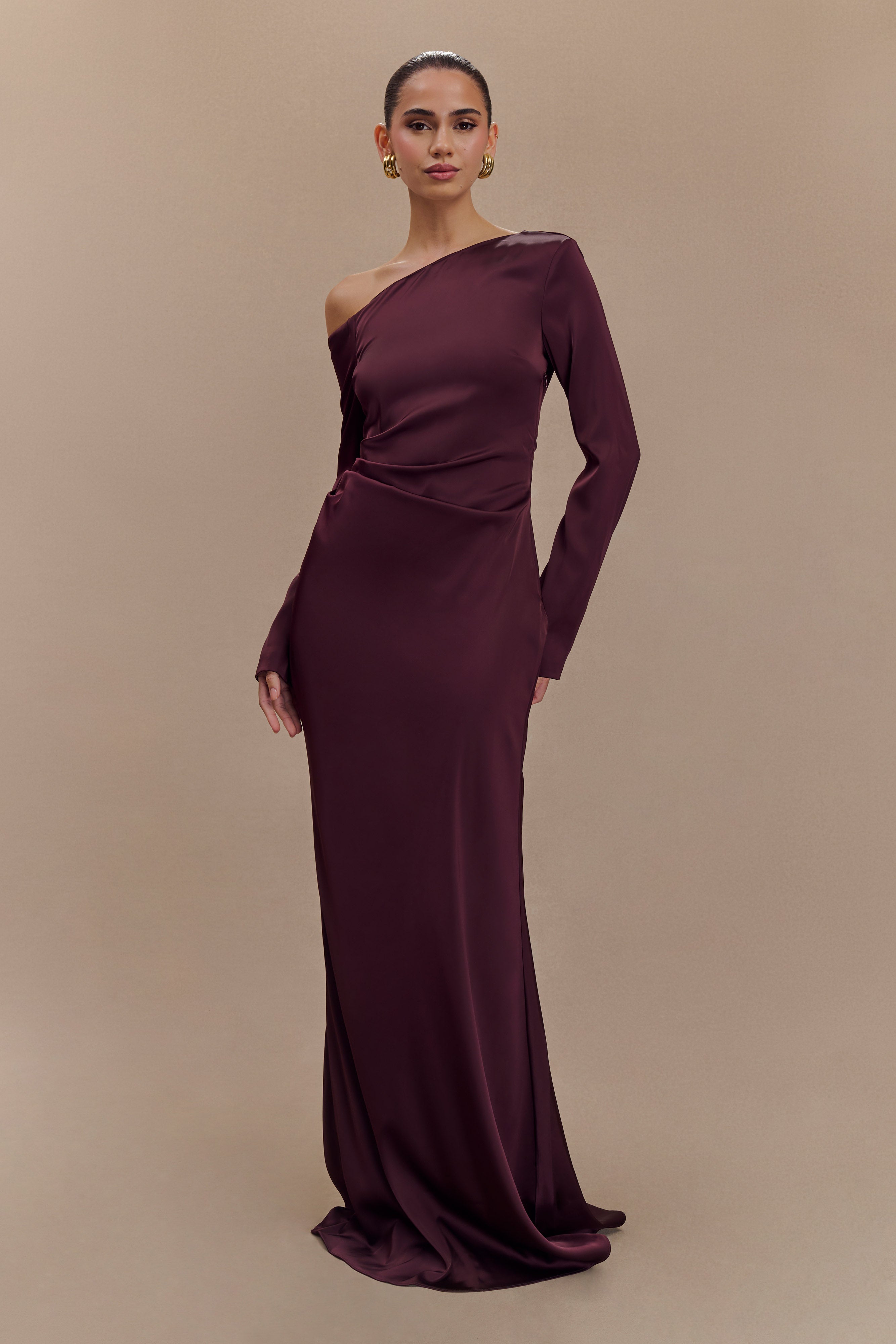 Avery Long Sleeve Maxi Dress - Plum、mySite、solidvoid