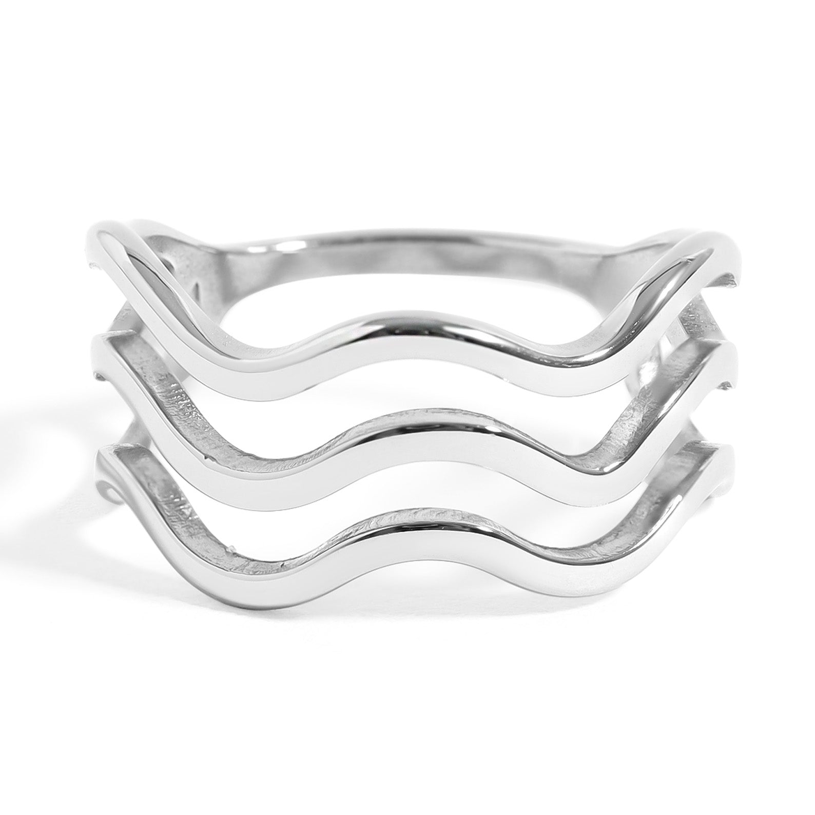 18K Gold PVD Stainless Steel Triple Wave Geometric Ring / KSS0005、mySite、dreamappss