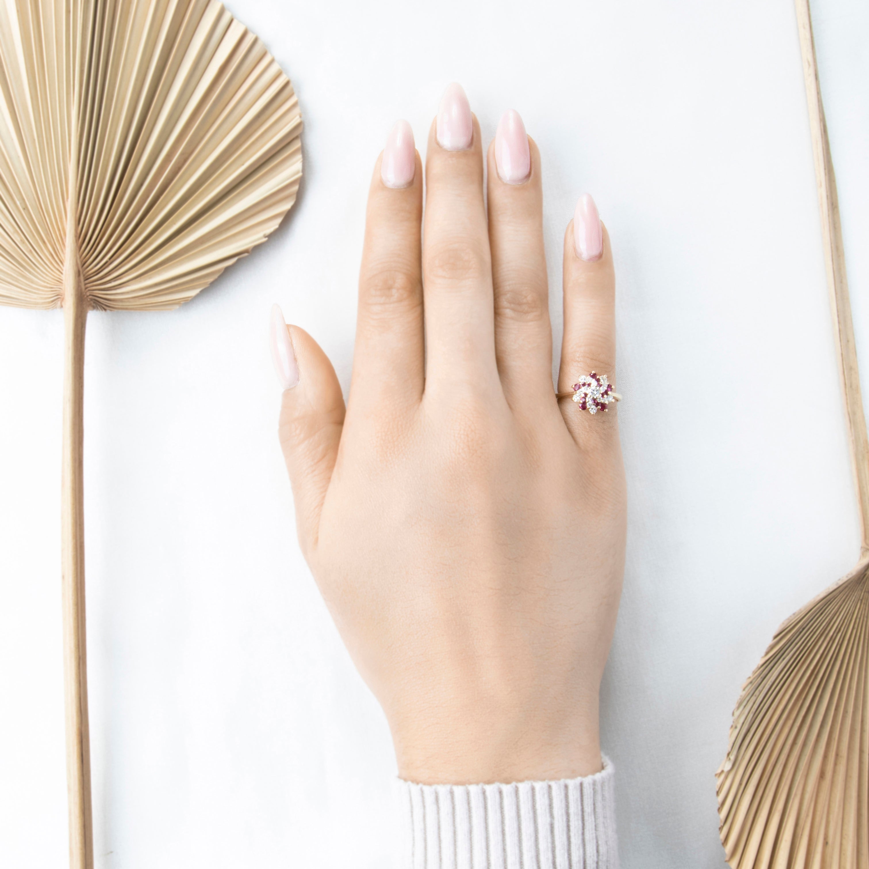 Vintage 14k Yellow Gold .47cttw Diamond Ruby Stunning Starburst Swirl Ring 6.75、mySite、hinf8tx79