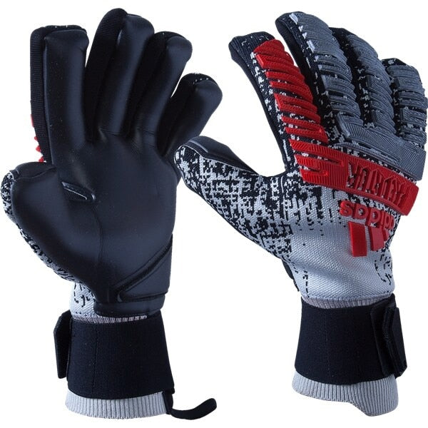 adidas Men's Predator Pro Fingersave Goalkeeper Gloves Silver Metallic/Black/Hi-Res Red、mySite、noshort